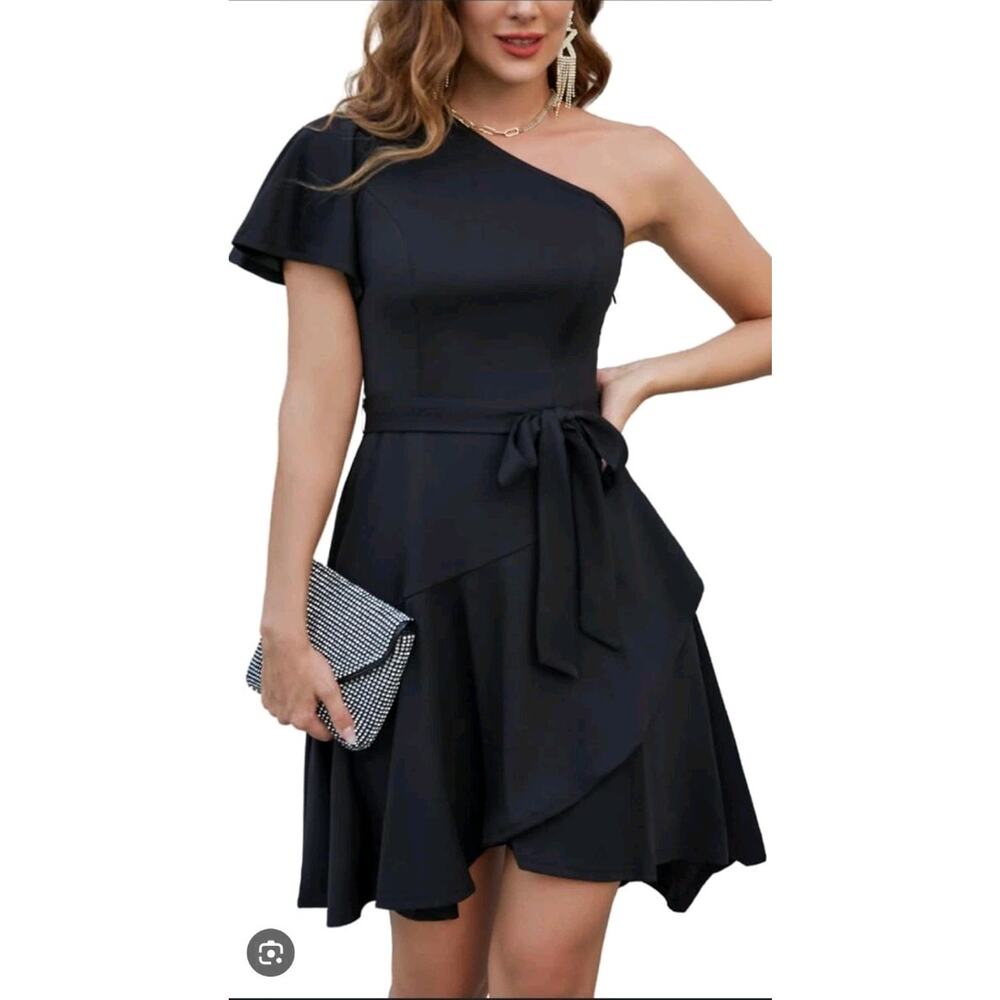 Grace Karin Women's One Shoulder Cocktail Dress Sz M Black Tie Special‎ Occasion